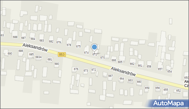 Aleksandrów, Aleksandrów Czwarty, 671, mapa Aleksandrów