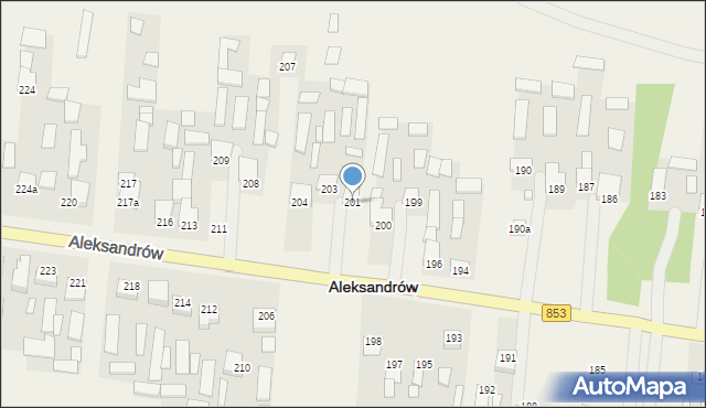 Aleksandrów, Aleksandrów Drugi, 201, mapa Aleksandrów