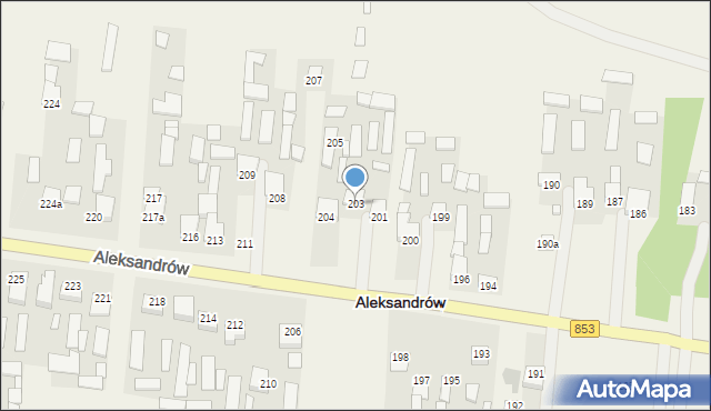 Aleksandrów, Aleksandrów Drugi, 203, mapa Aleksandrów