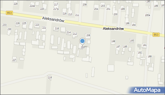 Aleksandrów, Aleksandrów Drugi, 210, mapa Aleksandrów