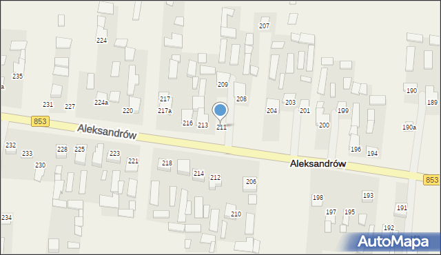 Aleksandrów, Aleksandrów Drugi, 211, mapa Aleksandrów