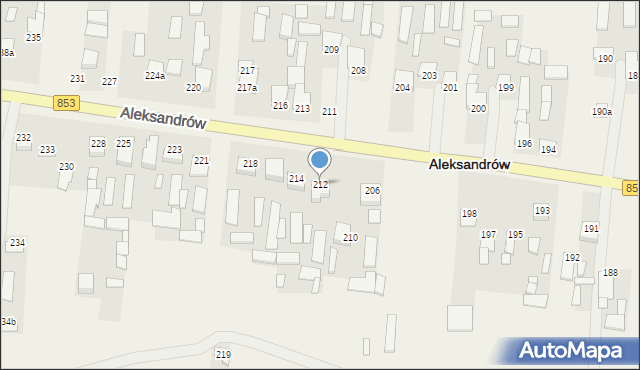 Aleksandrów, Aleksandrów Drugi, 212, mapa Aleksandrów