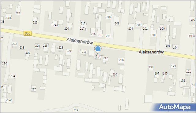 Aleksandrów, Aleksandrów Drugi, 214, mapa Aleksandrów