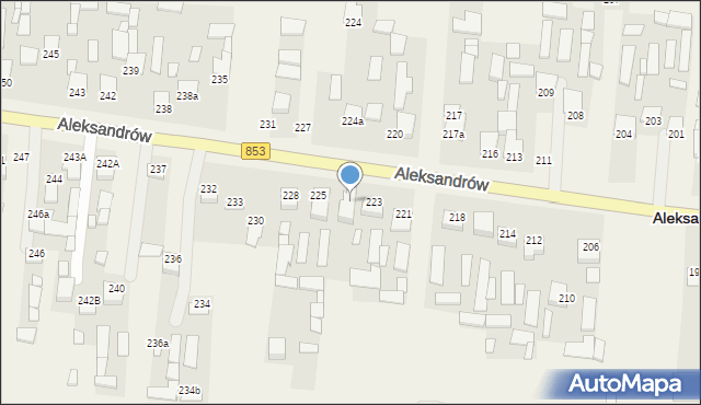 Aleksandrów, Aleksandrów Drugi, 225a, mapa Aleksandrów