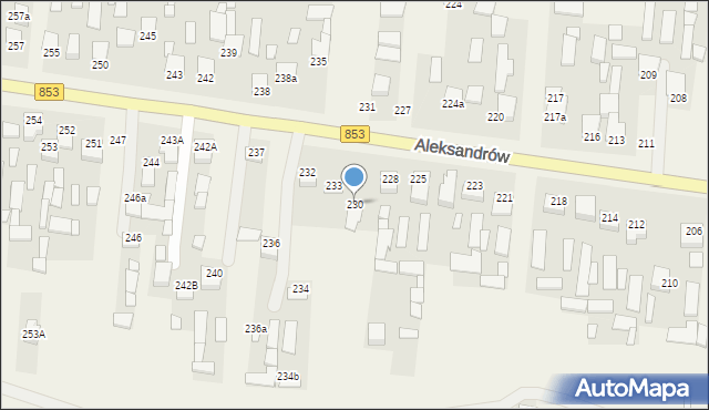 Aleksandrów, Aleksandrów Drugi, 230, mapa Aleksandrów