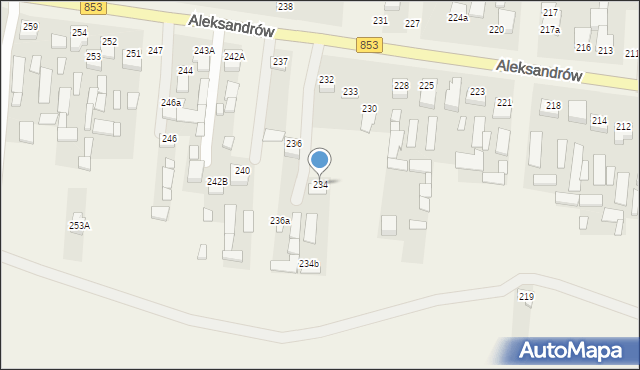 Aleksandrów, Aleksandrów Drugi, 234, mapa Aleksandrów