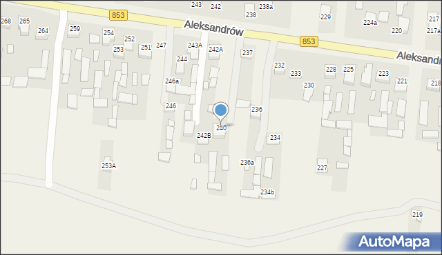 Aleksandrów, Aleksandrów Drugi, 240, mapa Aleksandrów