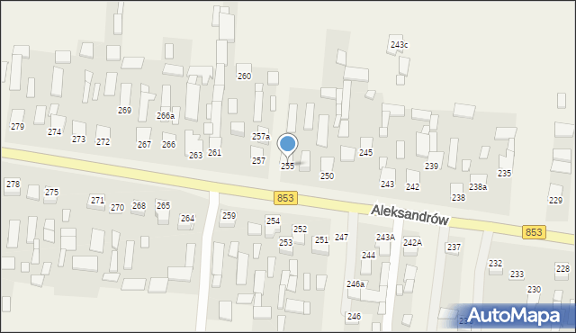 Aleksandrów, Aleksandrów Drugi, 255, mapa Aleksandrów