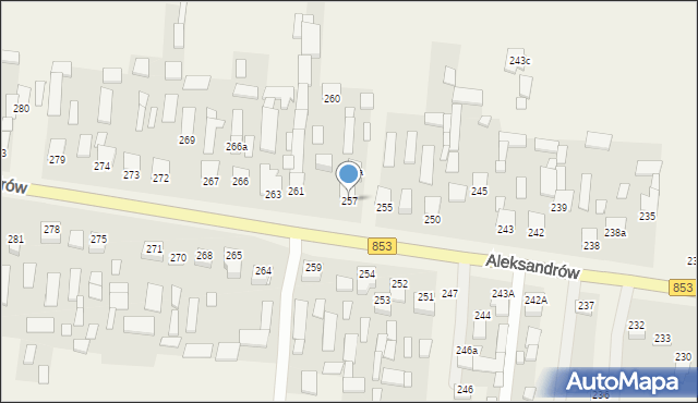 Aleksandrów, Aleksandrów Drugi, 257, mapa Aleksandrów