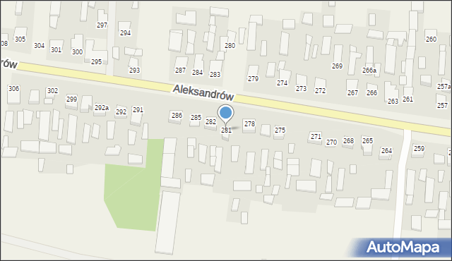 Aleksandrów, Aleksandrów Drugi, 281, mapa Aleksandrów