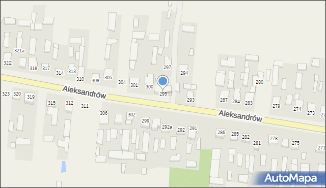 Aleksandrów, Aleksandrów Drugi, 295, mapa Aleksandrów