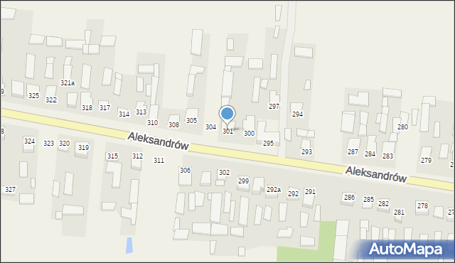 Aleksandrów, Aleksandrów Drugi, 301, mapa Aleksandrów