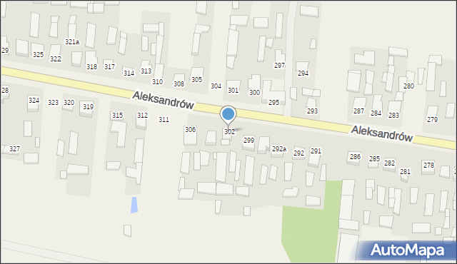 Aleksandrów, Aleksandrów Drugi, 302, mapa Aleksandrów