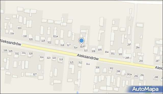 Aleksandrów, Aleksandrów Drugi, 313, mapa Aleksandrów
