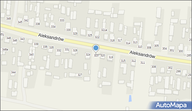 Aleksandrów, Aleksandrów Drugi, 323, mapa Aleksandrów