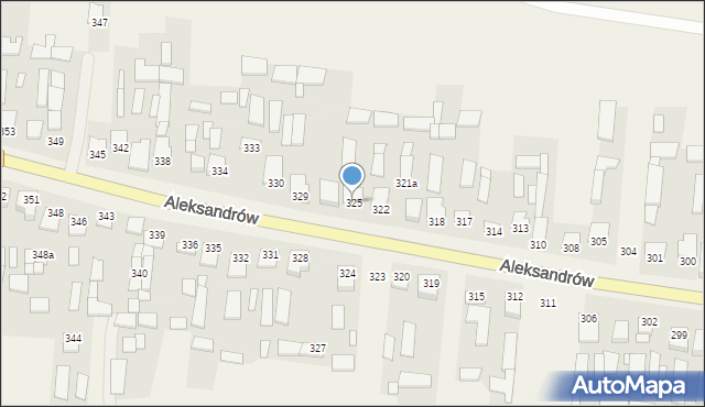 Aleksandrów, Aleksandrów Drugi, 325, mapa Aleksandrów