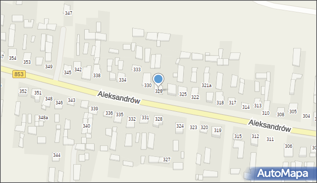 Aleksandrów, Aleksandrów Drugi, 329, mapa Aleksandrów