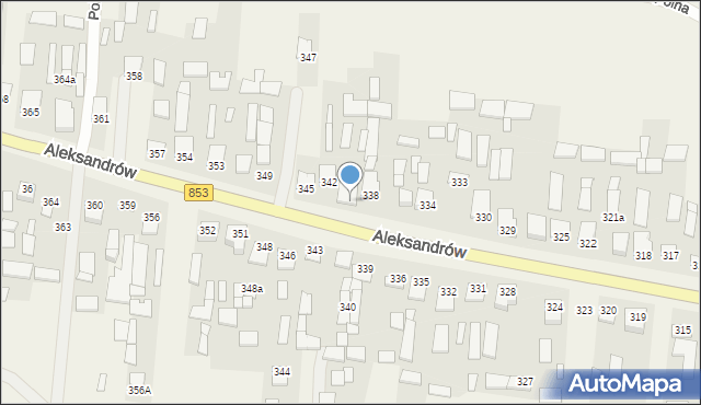 Aleksandrów, Aleksandrów Drugi, 341, mapa Aleksandrów