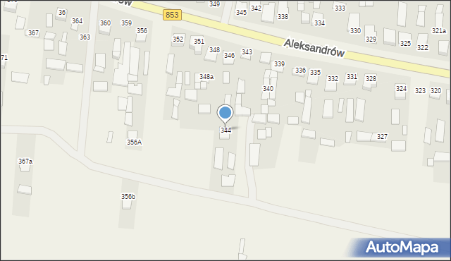 Aleksandrów, Aleksandrów Drugi, 344, mapa Aleksandrów