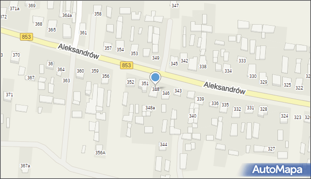 Aleksandrów, Aleksandrów Drugi, 348, mapa Aleksandrów