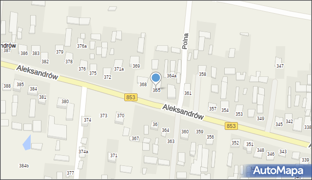 Aleksandrów, Aleksandrów Drugi, 365, mapa Aleksandrów