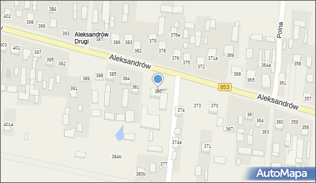 Aleksandrów, Aleksandrów Drugi, 380, mapa Aleksandrów