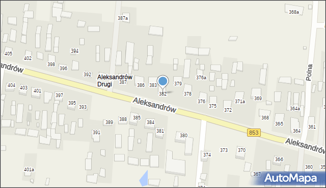 Aleksandrów, Aleksandrów Drugi, 382, mapa Aleksandrów