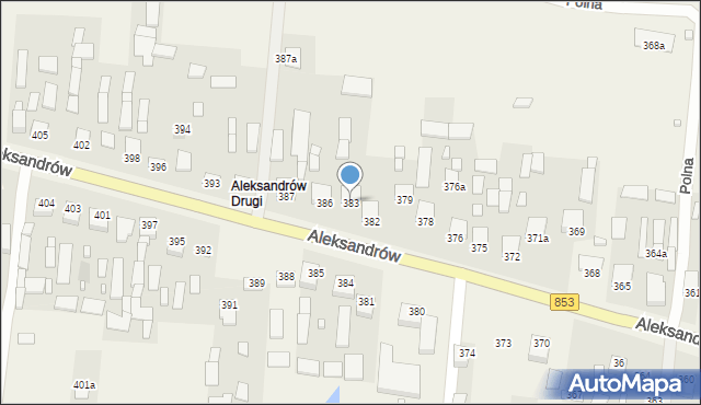 Aleksandrów, Aleksandrów Drugi, 383, mapa Aleksandrów