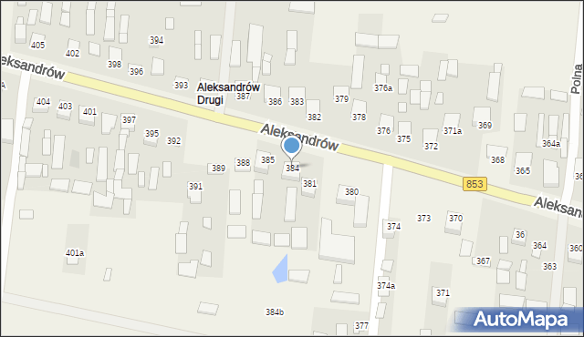 Aleksandrów, Aleksandrów Drugi, 384, mapa Aleksandrów