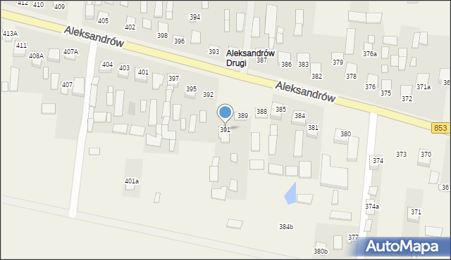 Aleksandrów, Aleksandrów Drugi, 391, mapa Aleksandrów