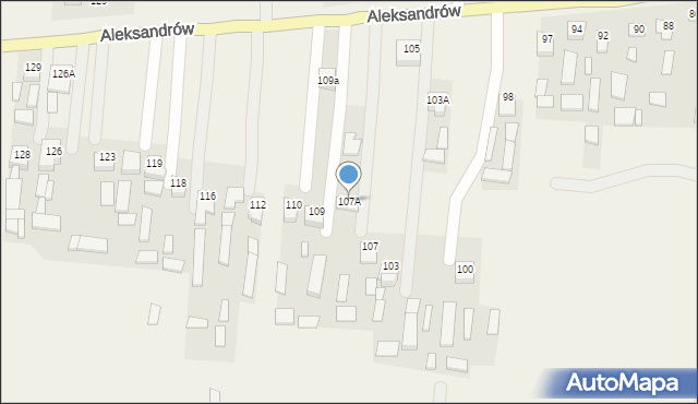 Aleksandrów, Aleksandrów Pierwszy, 107A, mapa Aleksandrów