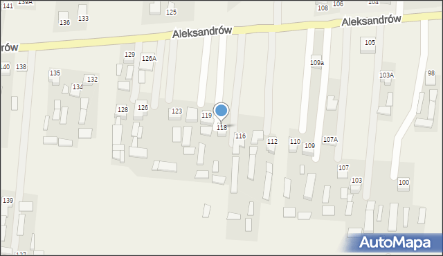 Aleksandrów, Aleksandrów Pierwszy, 118, mapa Aleksandrów