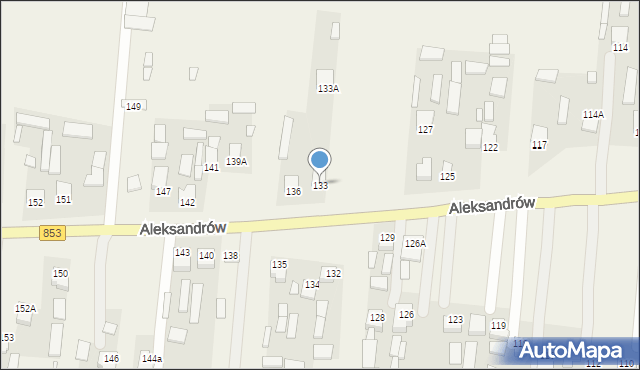 Aleksandrów, Aleksandrów Pierwszy, 133, mapa Aleksandrów