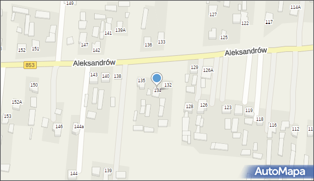 Aleksandrów, Aleksandrów Pierwszy, 134, mapa Aleksandrów