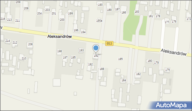 Aleksandrów, Aleksandrów Pierwszy, 191, mapa Aleksandrów