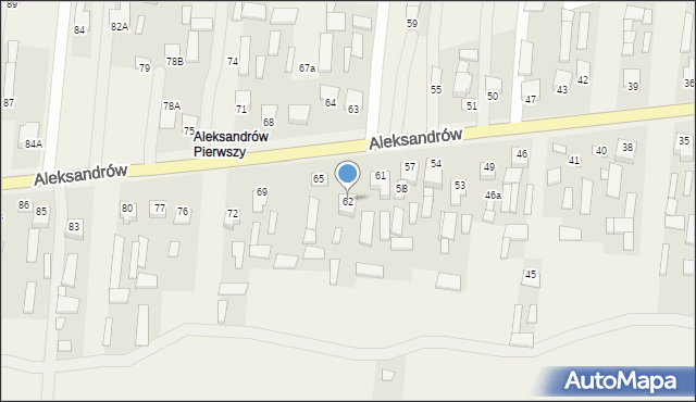 Aleksandrów, Aleksandrów Pierwszy, 62, mapa Aleksandrów