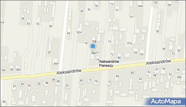 Aleksandrów, Aleksandrów Pierwszy, 78A, mapa Aleksandrów