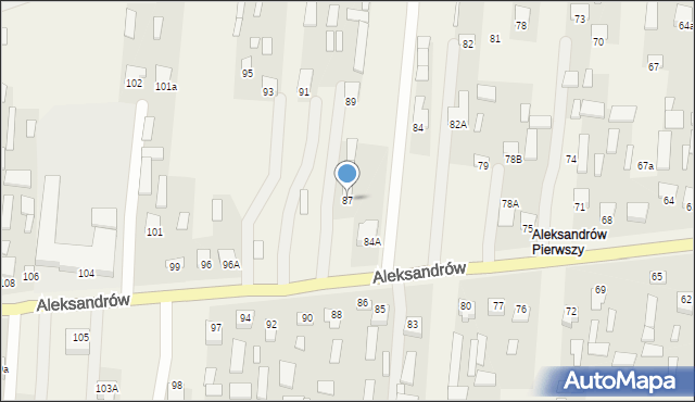 Aleksandrów, Aleksandrów Pierwszy, 87, mapa Aleksandrów