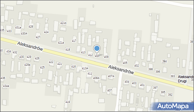 Aleksandrów, Aleksandrów Trzeci, 410, mapa Aleksandrów