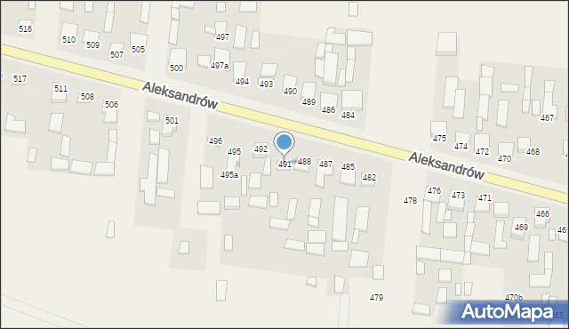 Aleksandrów, Aleksandrów Trzeci, 491, mapa Aleksandrów