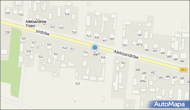 Aleksandrów, Aleksandrów Trzeci, 508, mapa Aleksandrów