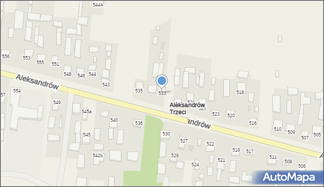 Aleksandrów, Aleksandrów Trzeci, 533, mapa Aleksandrów