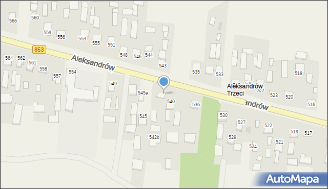 Aleksandrów, Aleksandrów Trzeci, 542, mapa Aleksandrów