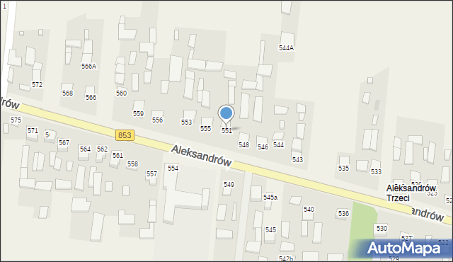 Aleksandrów, Aleksandrów Trzeci, 551, mapa Aleksandrów