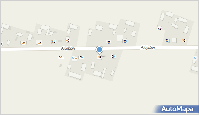 Alojzów, Alojzów, 58, mapa Alojzów