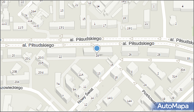 Białystok, Aleja Piłsudskiego Józefa, marsz., 24, mapa Białegostoku