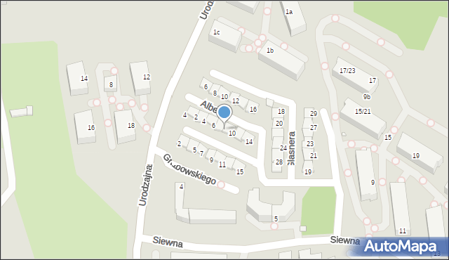 Bielsko-Biała, Alberti Kazimiery, 8, mapa Bielsko-Białej