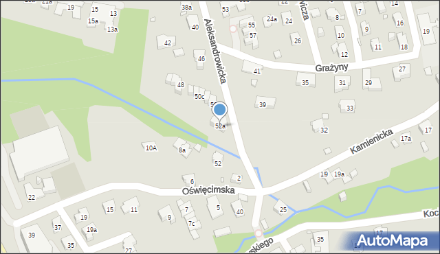 Bielsko-Biała, Aleksandrowicka, 52a, mapa Bielsko-Białej