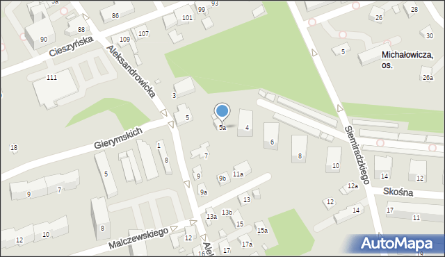 Bielsko-Biała, Aleksandrowicka, 5a, mapa Bielsko-Białej