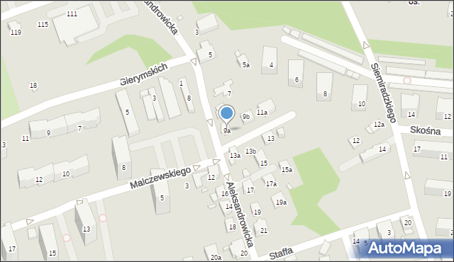 Bielsko-Biała, Aleksandrowicka, 9a, mapa Bielsko-Białej